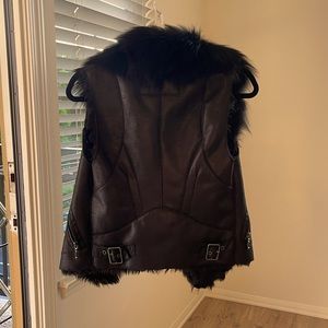BCBG Leather Fur Vest Size 0